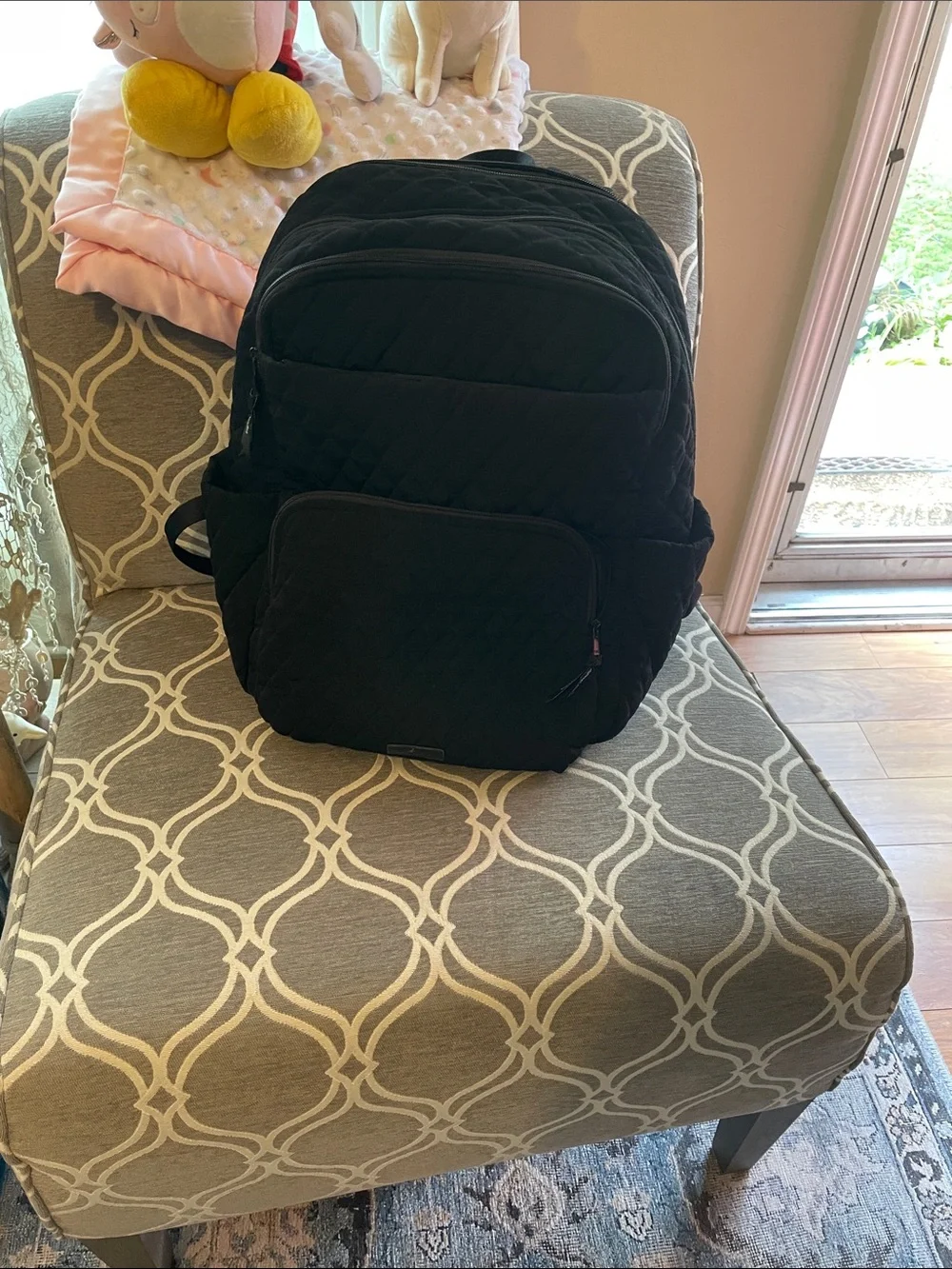 Black Quilted Unisex Backpack - Vera Bradley XL Bancroft